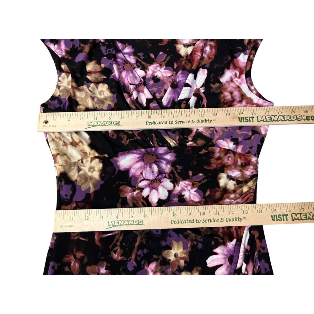 Lauren Ralph Lauren Floral Sheath Dress Womens 8 Ruched Midi Used - Picture 10 of 12